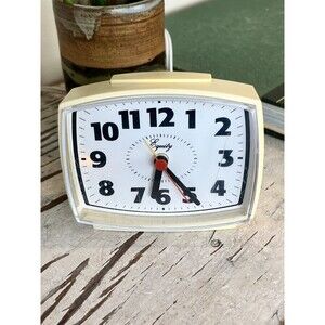 Vintage Equity 33100 Electric Analog Alarm Clock with White Case / Working